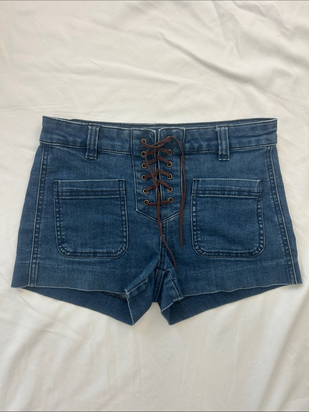 Design Lab Lord & Taylor Lace-Up Denim Shorts